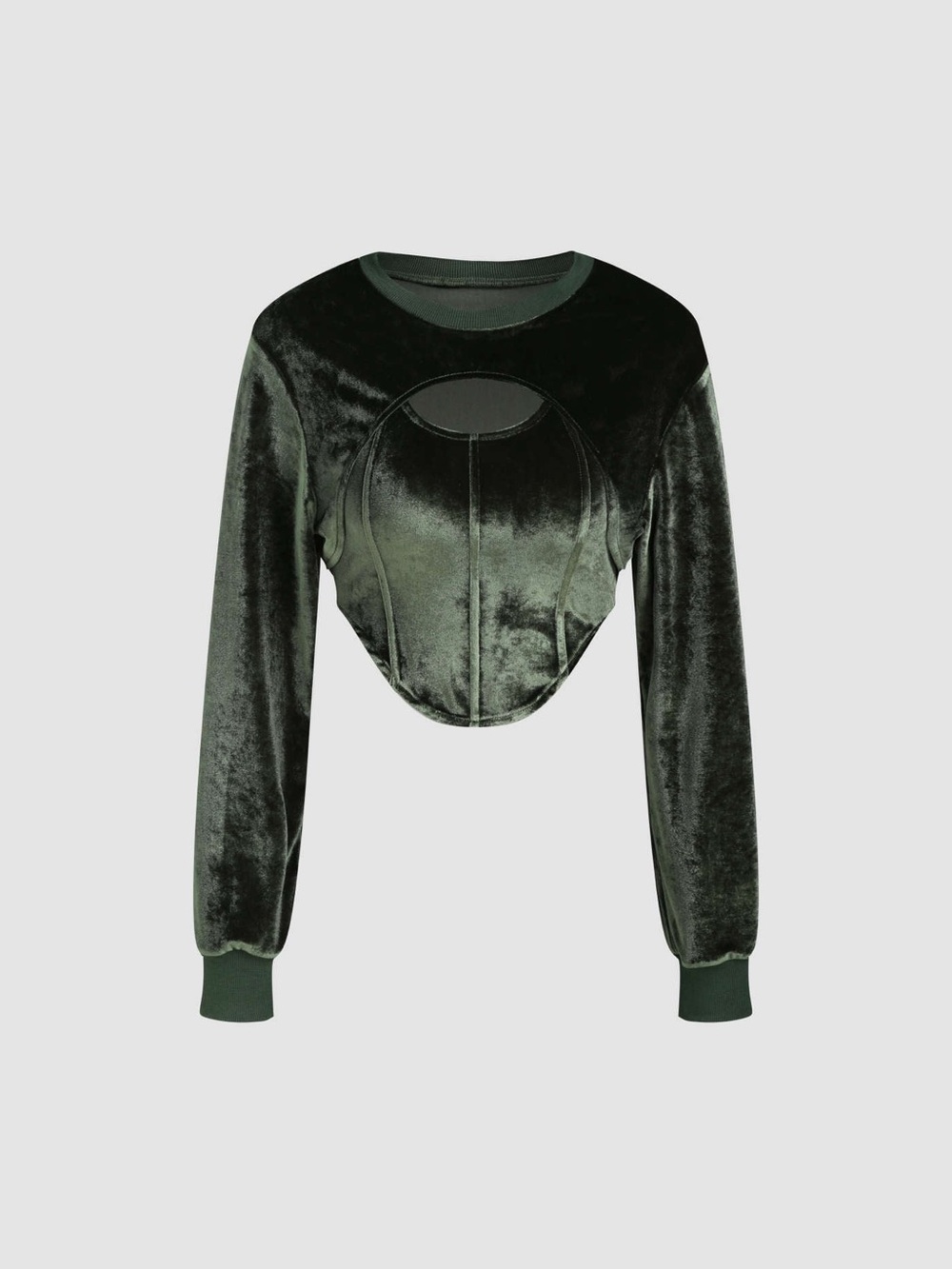 Two-Piece Velvet Crop Top with Cutout